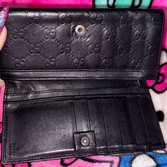 Gucci Black Embossed GG Leather Continental Wallet with Metal Logo Plaque - Picture 12 of 15